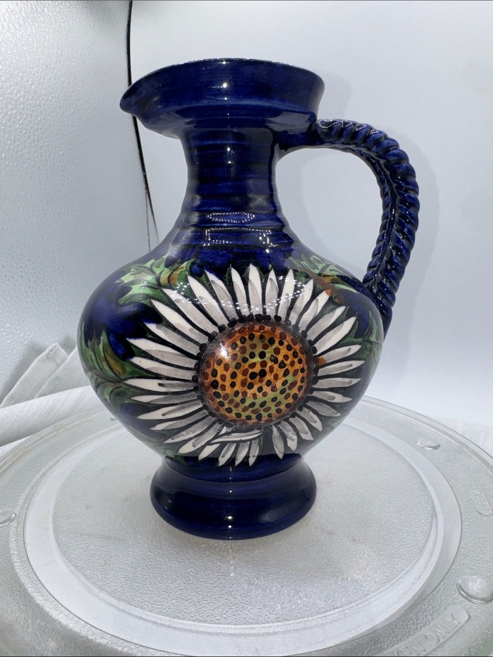 Graf German ceramic pitcher Vintage 1960s or 1970s. hand-painted floral design